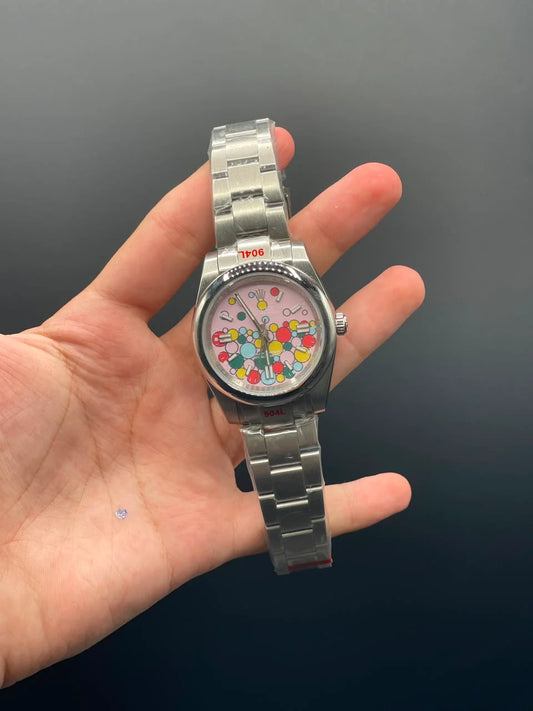 RLX Silver Oyster Chain With Pink Celebration Dial Automatic Watch