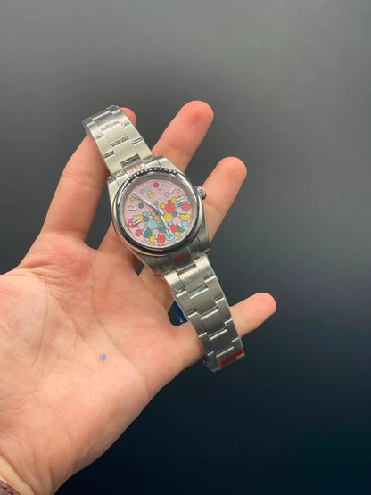 RLX Silver Oyster Chain With Pink Celebration Dial Automatic Watch