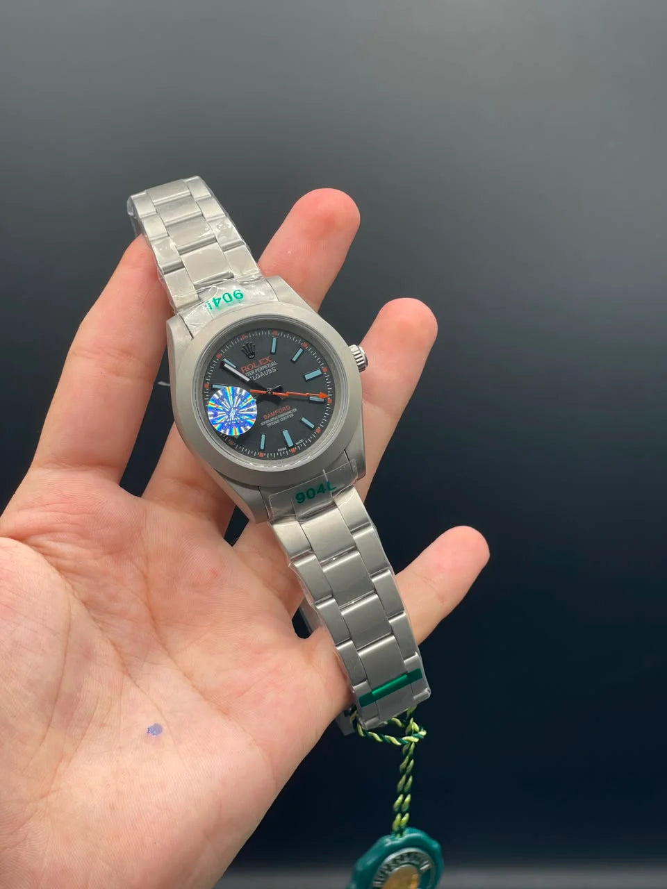 RLX Silver Oyster Chain With Black Dial Automatic Watch