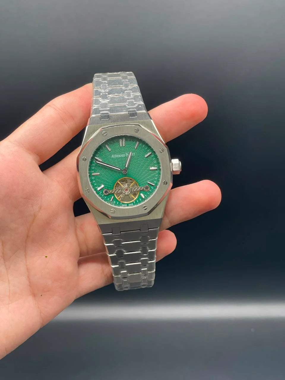 AP Silver Chain With Green Pendulum Dial Automatic Watch