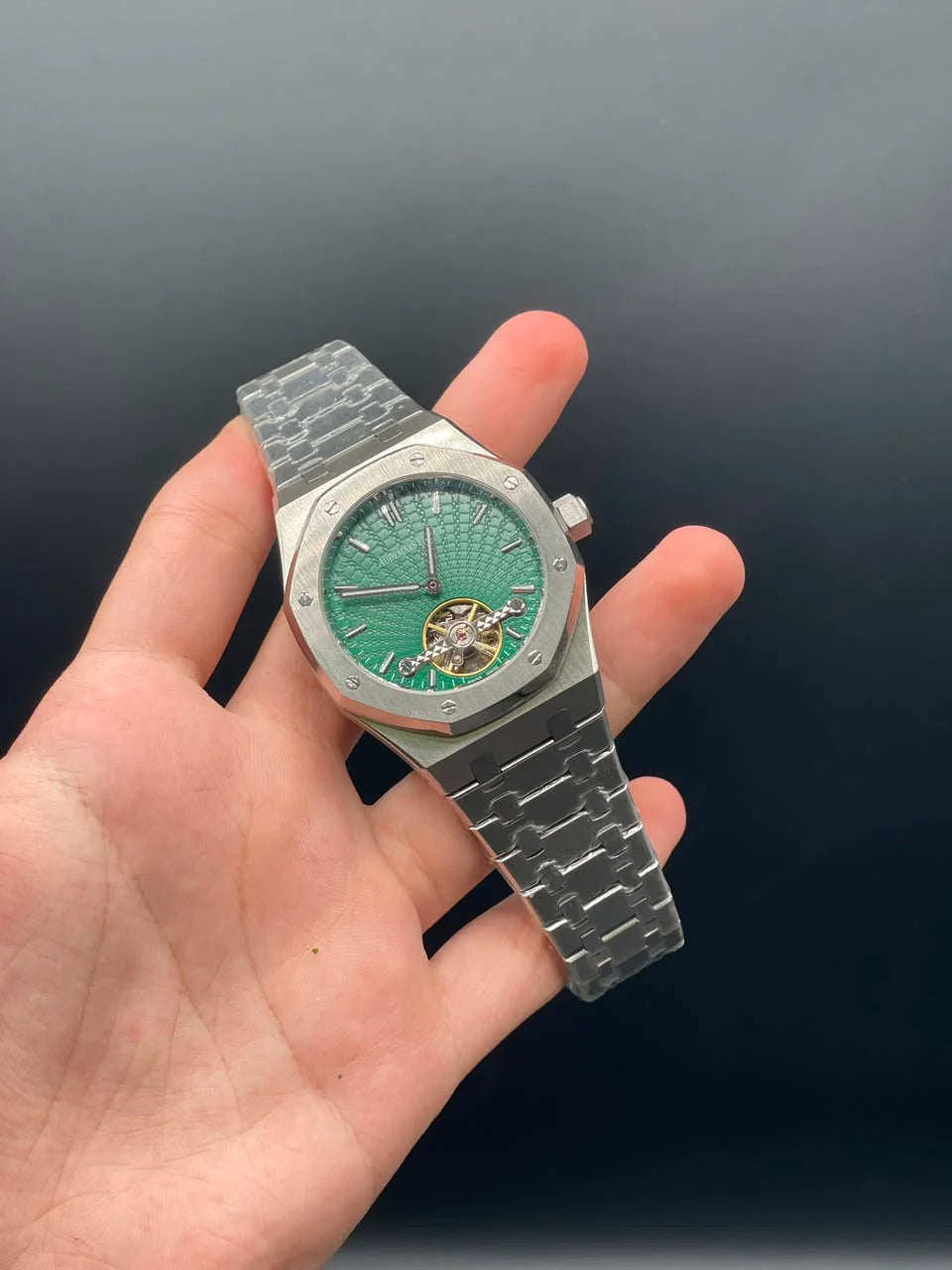 AP Silver Chain With Green Pendulum Dial Automatic Watch