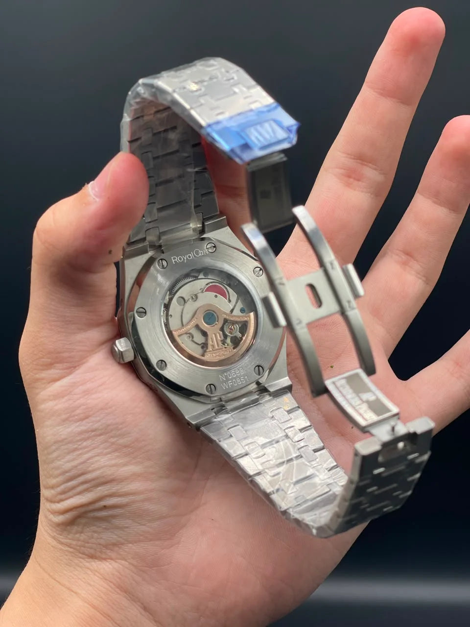 AP Silver Chain With Black Dial Perpetual Calendar Automatic Watch
