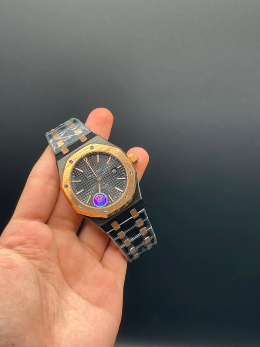 AP Black And Golden Chain With Black Dial And Golden Bezel Automatic Watch