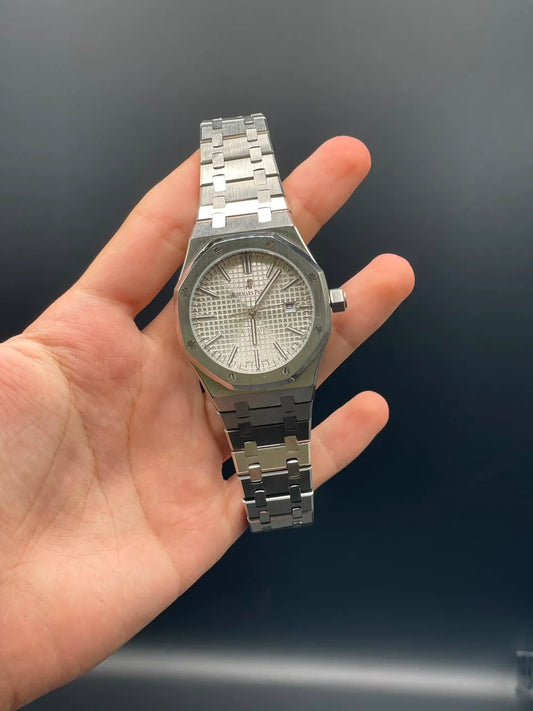 AP Silver Chain With White Dial Automatic Watch