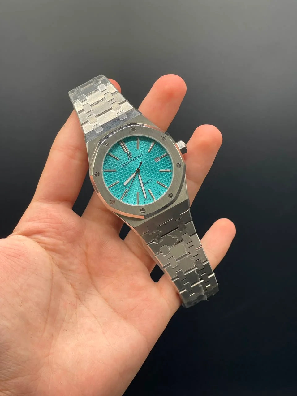 AP Silver Chain With Turquoise Dial Automatic Watch