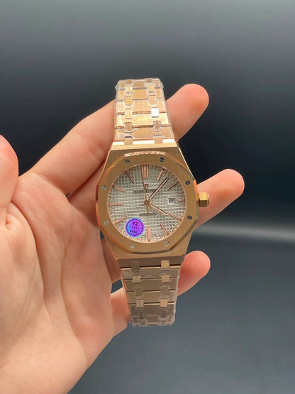 AP Rose Gold Chain With White Dial Automatic Watch