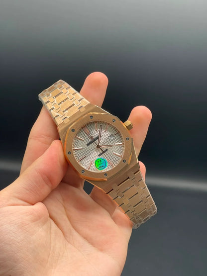 AP Rose Gold Chain With White Dial Automatic Watch