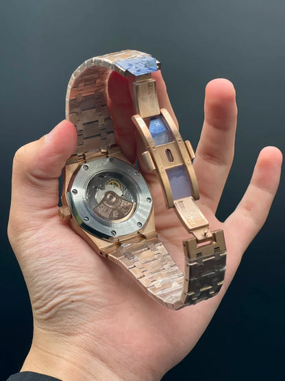 AP Rose Gold Chain With Plain Gray Dial Automatic Watch