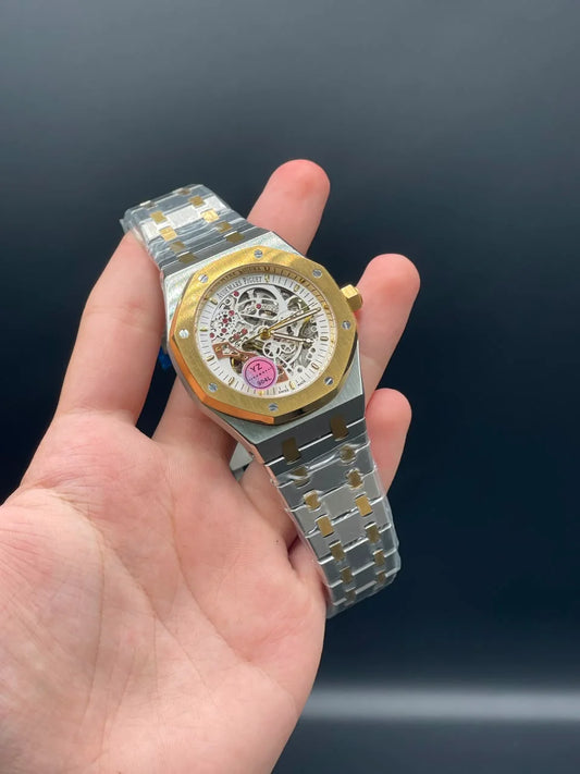 AP Two Tone Chain With White Dial And Golden Bezel Automatic Watch