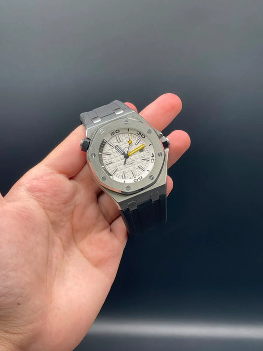 AP Black Rubber Strap With White Dial Offshore Automatic Watch