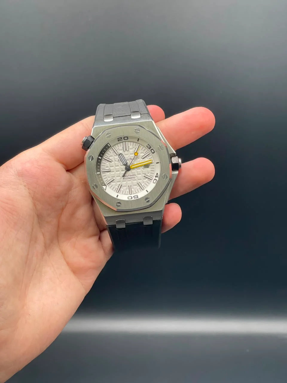 AP Black Rubber Strap With White Dial Offshore Automatic Watch