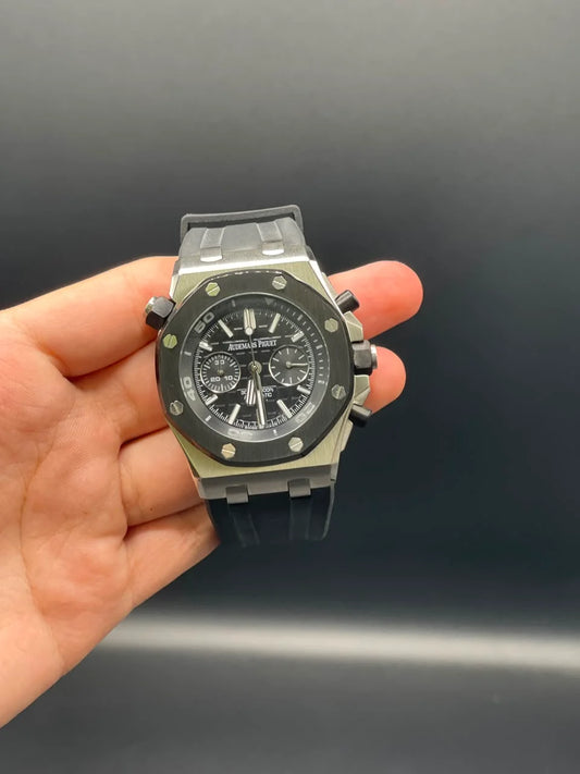 AP Black Rubber Strap With Black Chronograph Dial Offshore Automatic Watch