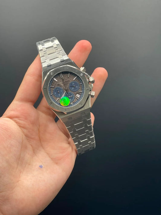 AP Silver Chain With Gray Dial Chronograph Quartz Watch
