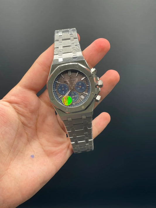 AP Silver Chain With Gray Dial Chronograph Quartz Watch