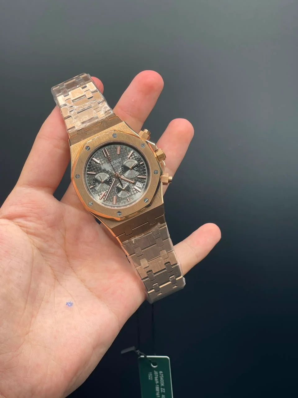 AP Rose Gold Chain With Ash Black Chronograph Dial Quartz Watch