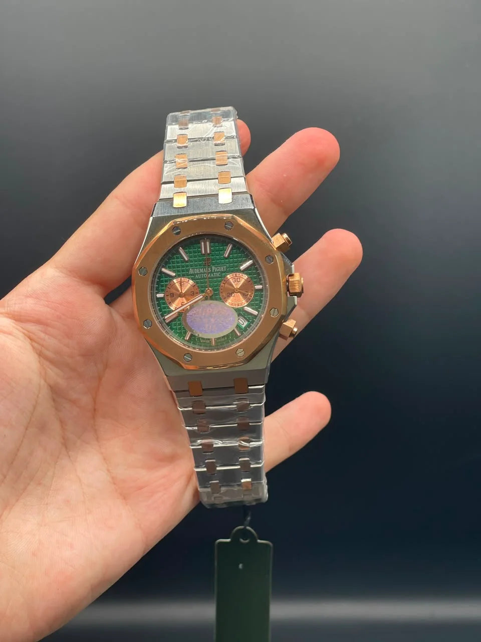 AP Two Tone Chain With Green And Brown Chronograph Dial Quartz Watch