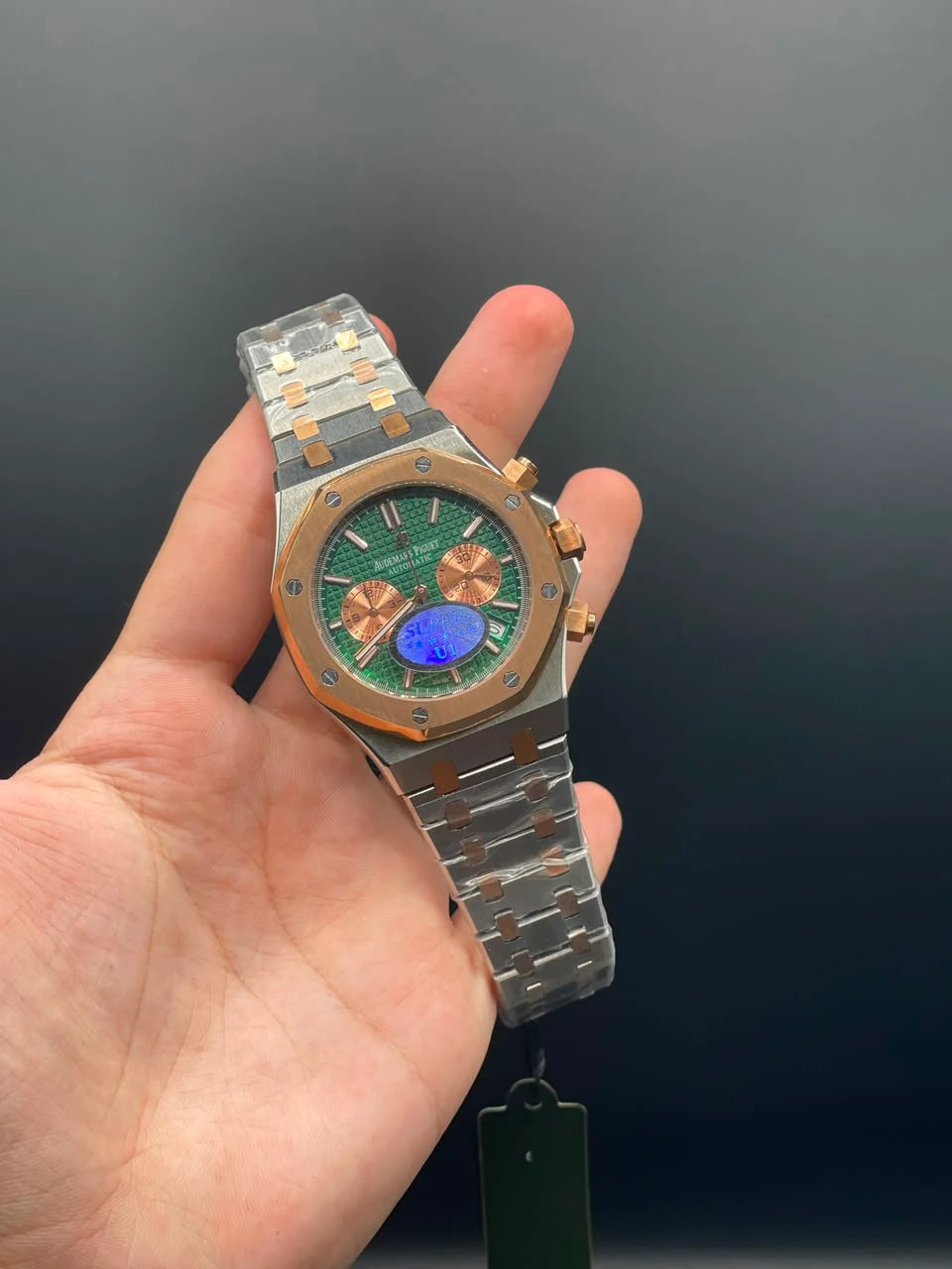 AP Two Tone Chain With Green And Brown Chronograph Dial Quartz Watch