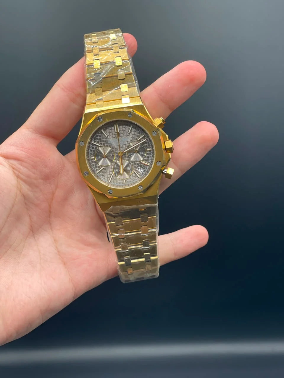 AP Golden Chain With Gray Chronograph Dial Quartz Watch