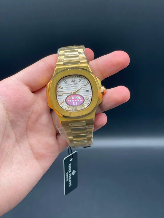 PP Golden Chain With White Dial Automatic Watch