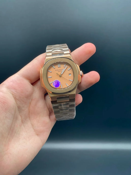 PP Rose Gold Chain With Orange Dial Automatic Watch