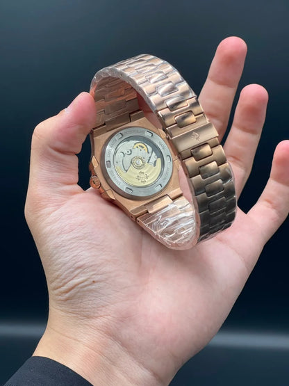 PP Rose Gold Chain With Orange Dial Automatic Watch