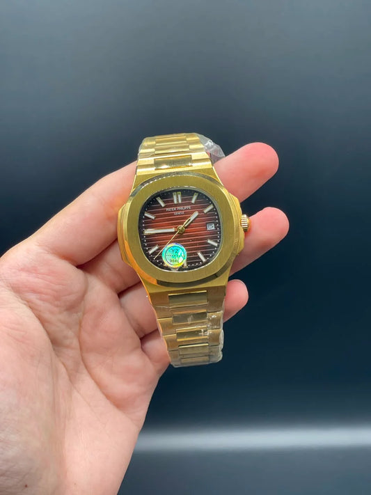 PP Golden Chain With Red Dial Automatic Watch