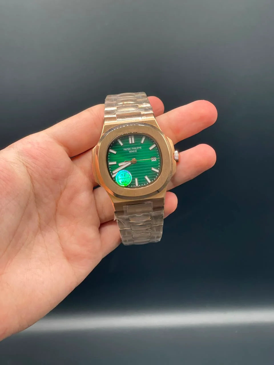 PP Rose Gold And Green Dial Automatic Watch