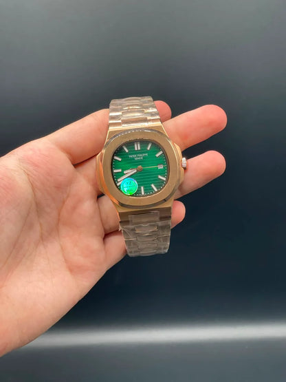 PP Rose Gold And Green Dial Automatic Watch