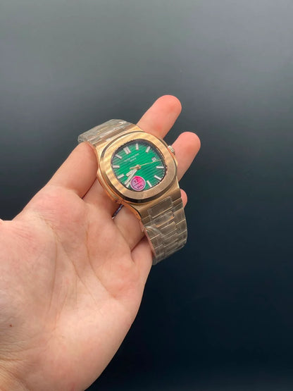 PP Rose Gold And Green Dial Automatic Watch