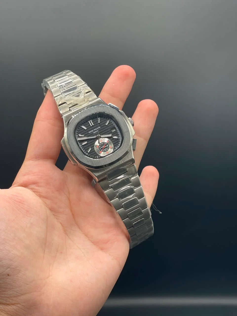 PP Silver Chain With Black Chronograph Dial Automatic Watch