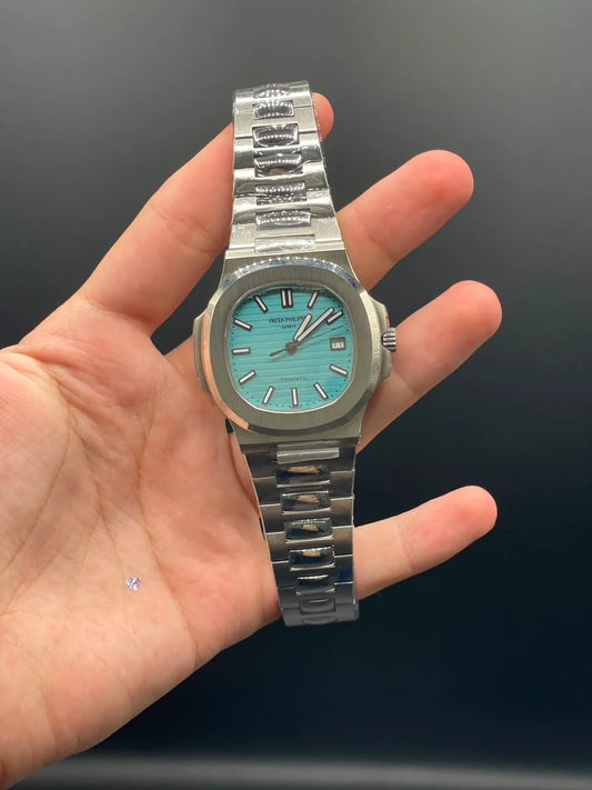 PP Silver Chain With Tiffany Blue Dial Automatic Watch