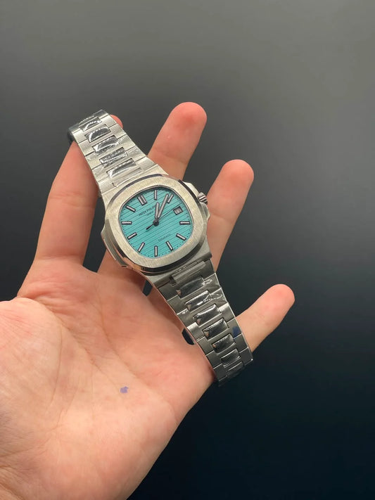 PP Silver Chain With Tiffany Blue Dial Automatic Watch