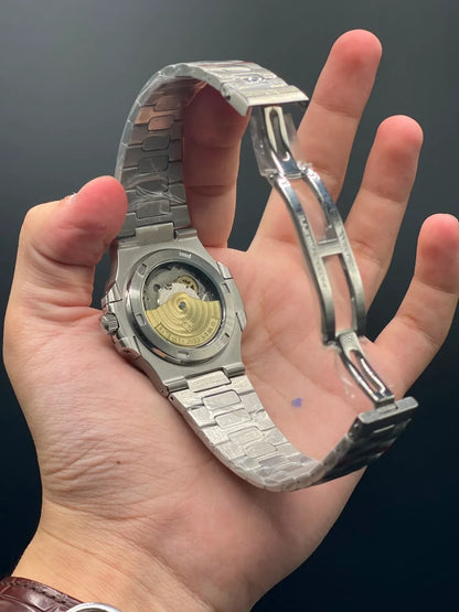 PP Silver Chain With Green Dial Automatic Watch