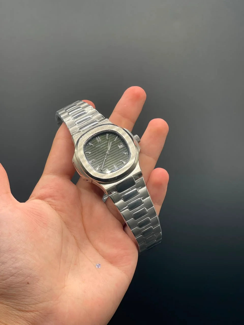 PP Silver Chain With Green Dial Automatic Watch