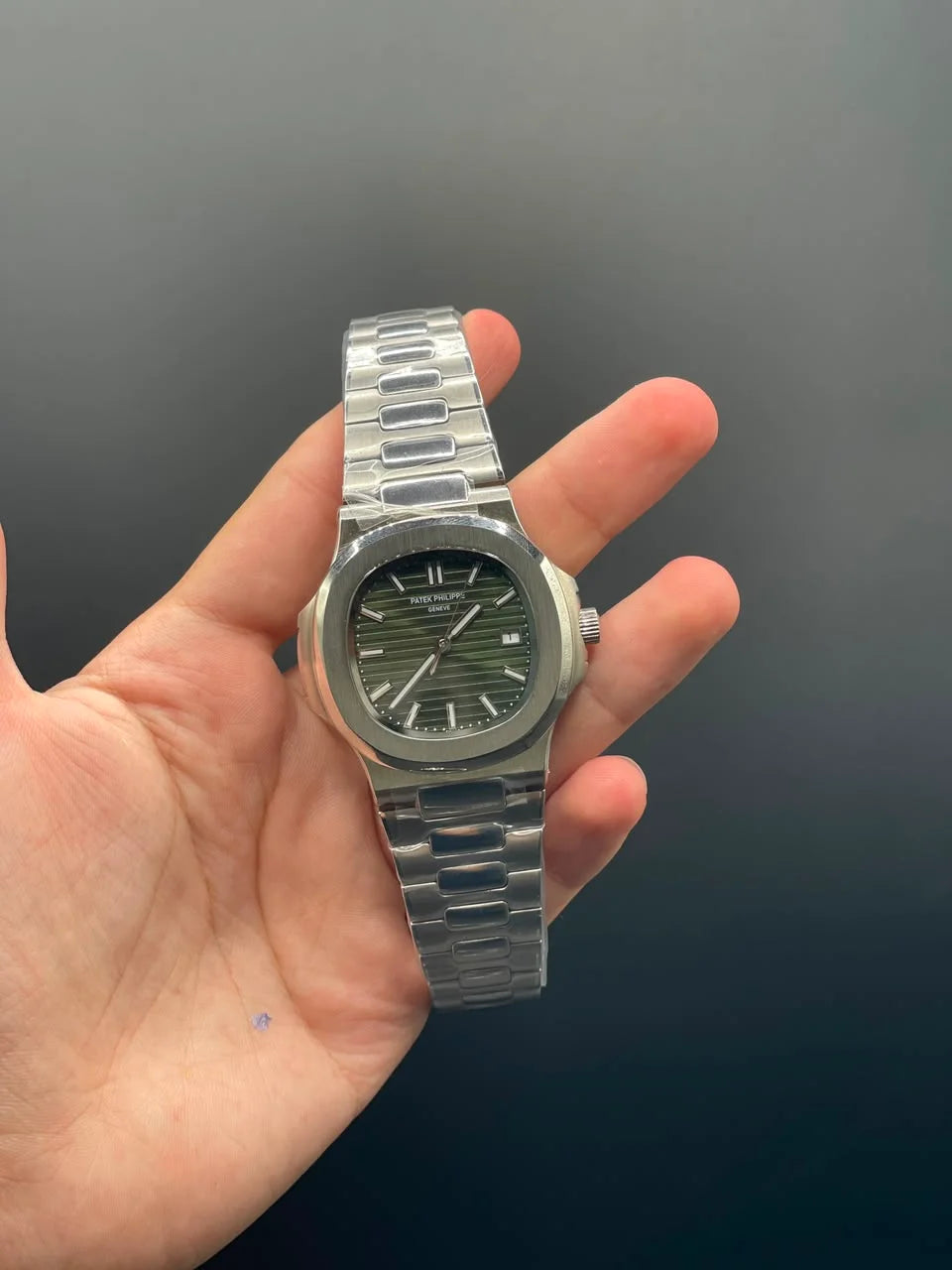 PP Silver Chain With Green Dial Automatic Watch