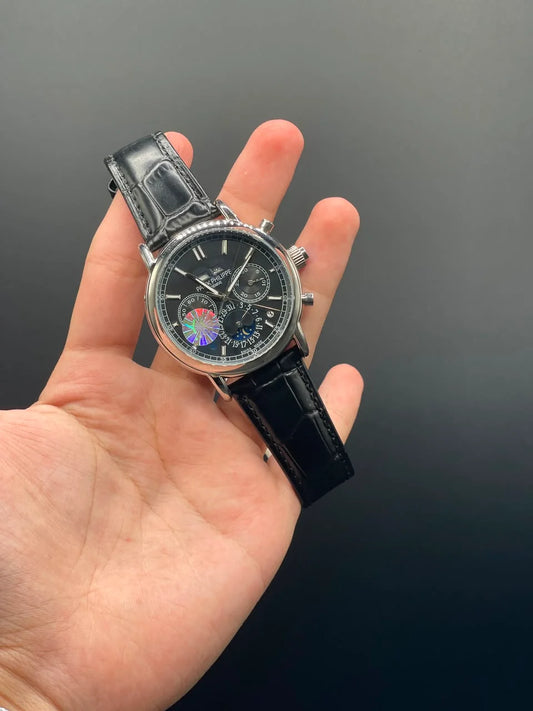 PP Black Strap With Black Chronograph Dial Automatic Watch