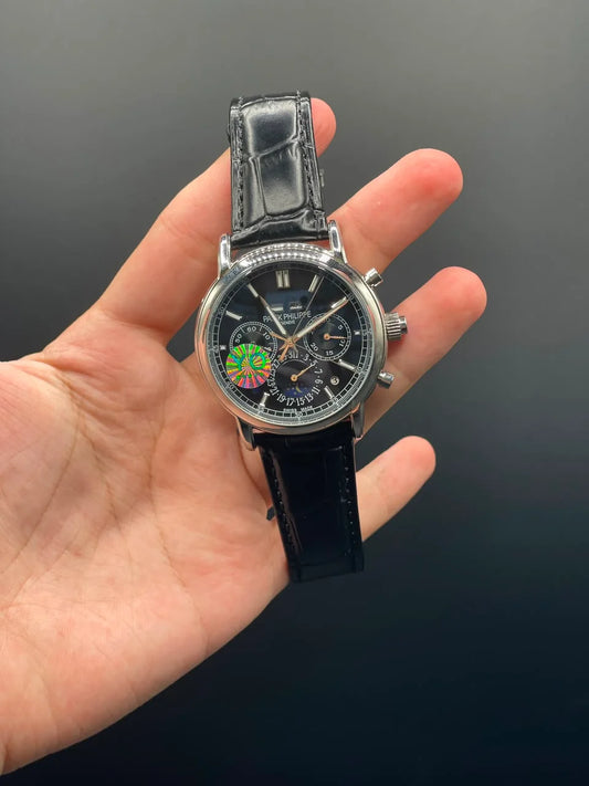 PP Black Strap With Black Chronograph Dial Automatic Watch