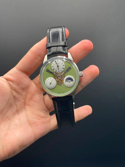 PP Black Strap With Green Open Heart Dial Automatic Watch