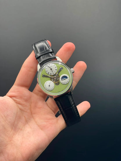 PP Black Strap With Green Open Heart Dial Automatic Watch