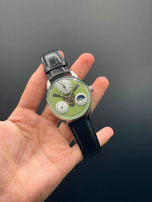 PP Black Strap With Green Open Heart Dial Automatic Watch