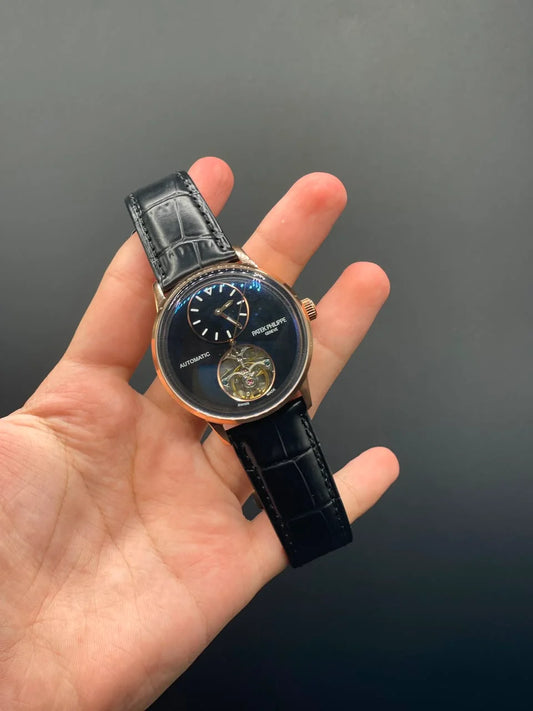 PP Black Strap With Black Open Heart Dial Automatic Watch