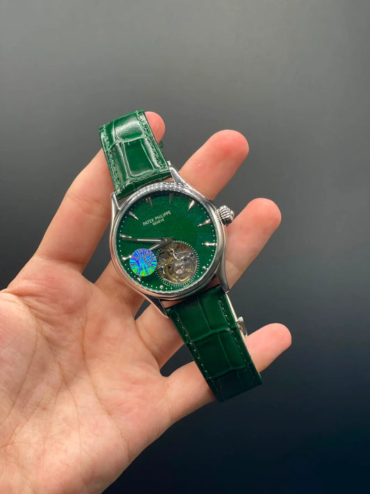 PP Green Strap With Green Open Heart Dial Automatic Watch