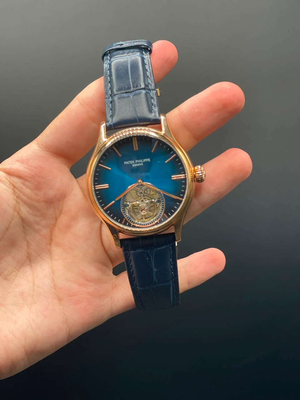 PP Blue Strap With Blue Open Heart Dial Automatic Watch