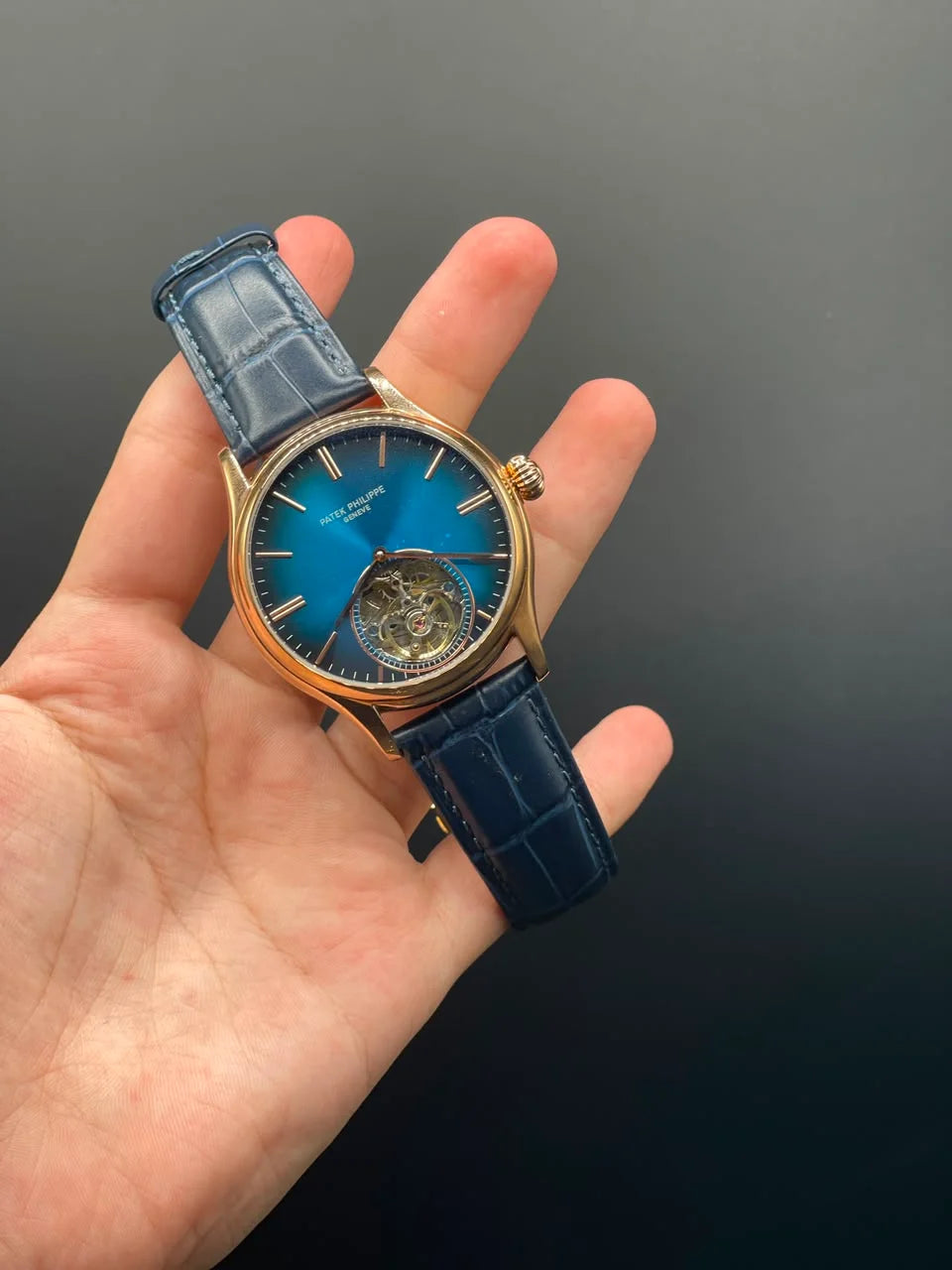 PP Blue Strap With Blue Open Heart Dial Automatic Watch