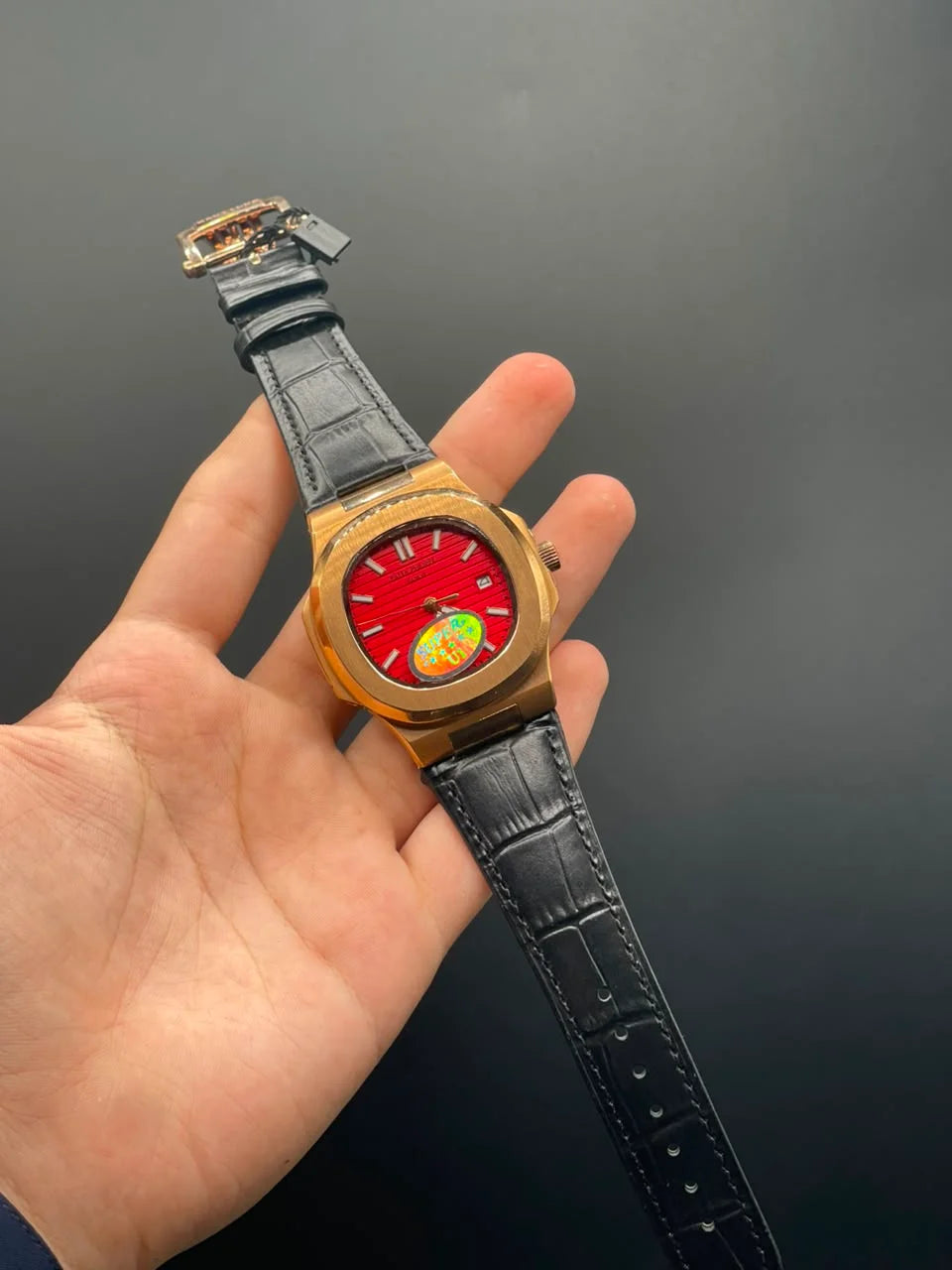 PP Black Strap With Red Dial Automatic Watch