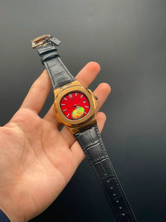PP Black Strap With Red Dial Automatic Watch