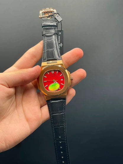 PP Black Strap With Red Dial Automatic Watch