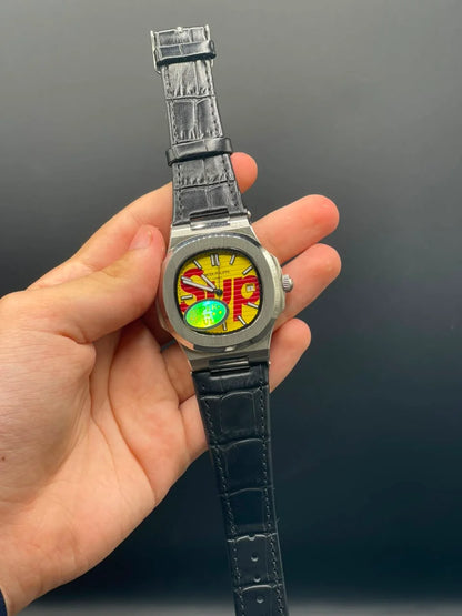 PP Black Strap With Yellow Supreme Dial Automatic Watch