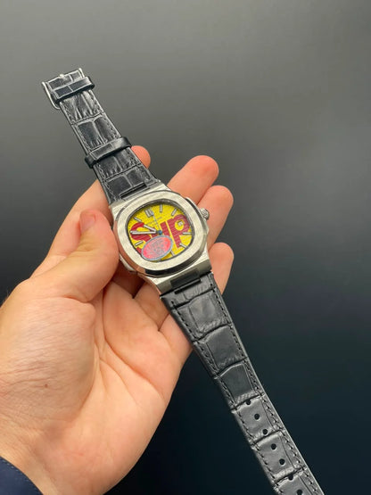 PP Black Strap With Yellow Supreme Dial Automatic Watch