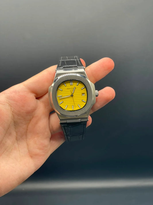 PP Black Strap With Yellow Dial Automatic Watch